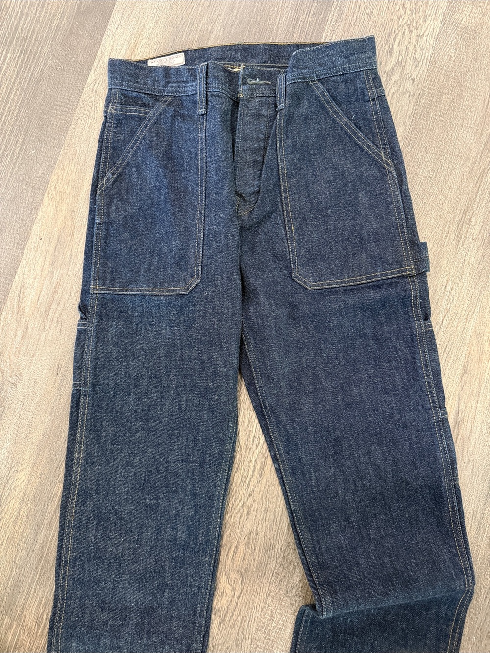 Relaxed Fit Dark Blue Denim Work Jeans